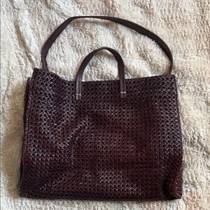 Clare V - Woven Tote Bag - Burgundy